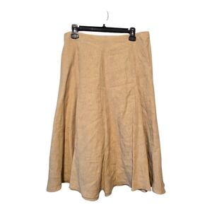 Peter Cohen 100% Linen Skirt Women's MED Tan Beige Quiet Luxury Capsule Minimal